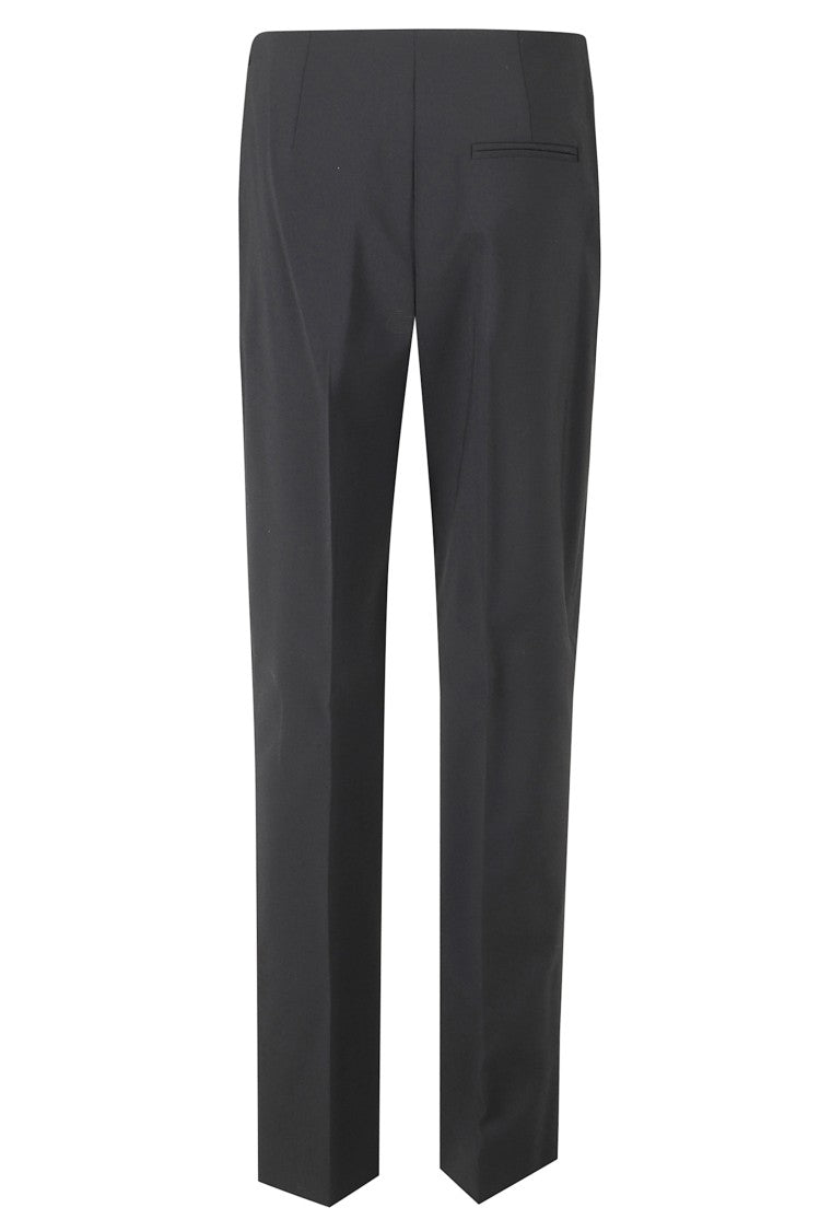 Alberta Ferretti Black Tropical Wool Back Pockets Wool-Blend Straight-Leg Pants