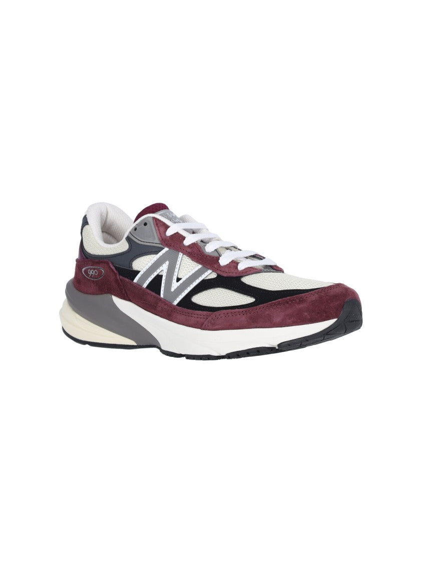 New Balance Bordeaux Suede And Mesh Sneakers With Iconic Logo