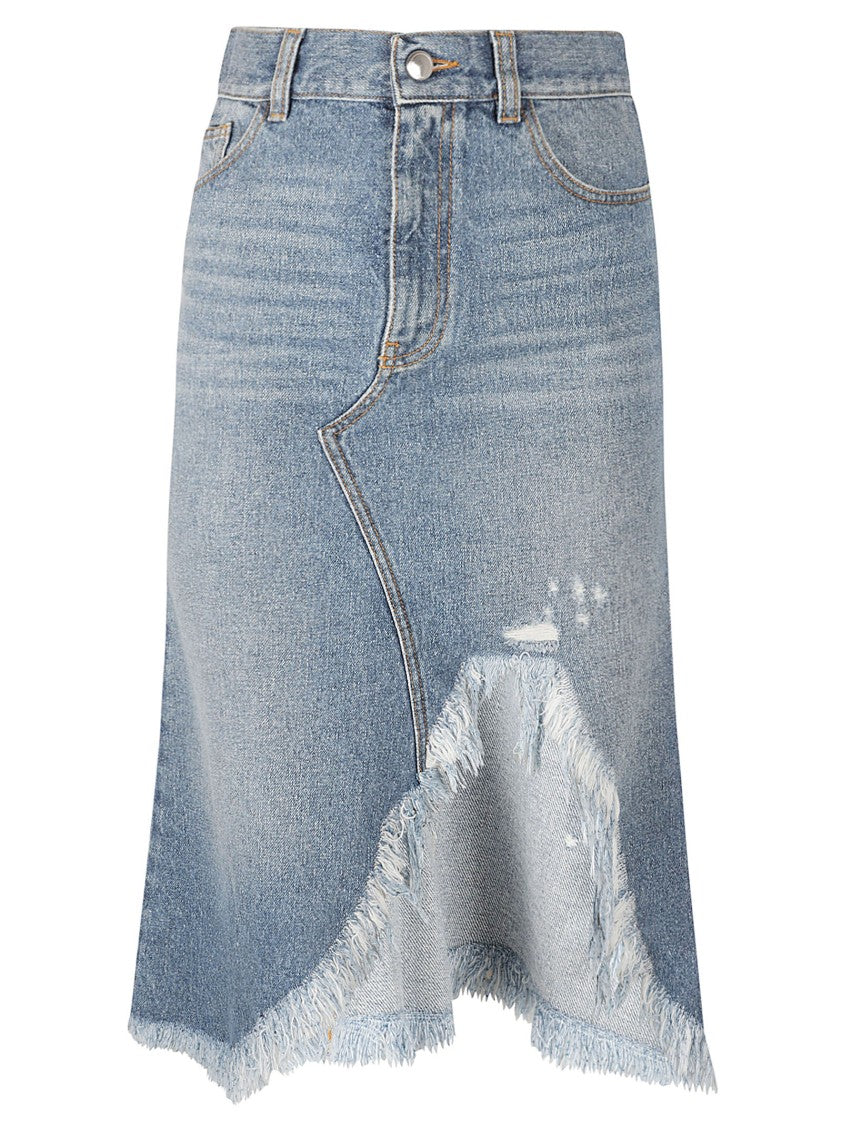 Chloé Asymmetrical Hem Denim Skirt