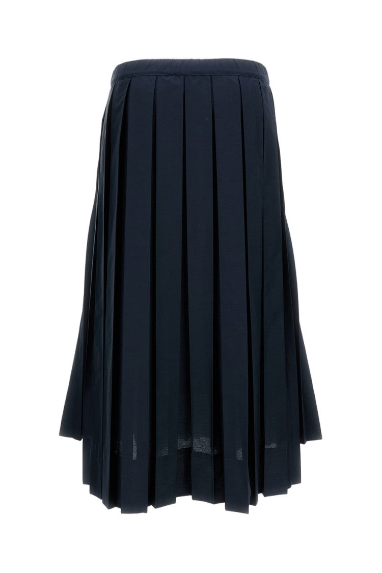 Plan C Asymmetrical Pleated Midi Skirt With High-Waist Elasticated Band