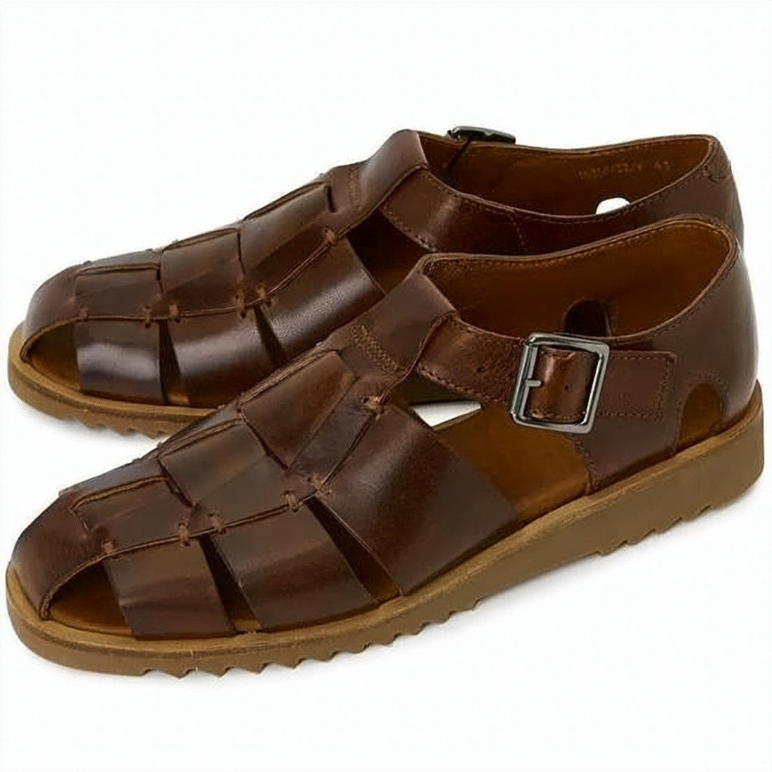 Paraboot Woven Leather Brown Sandals