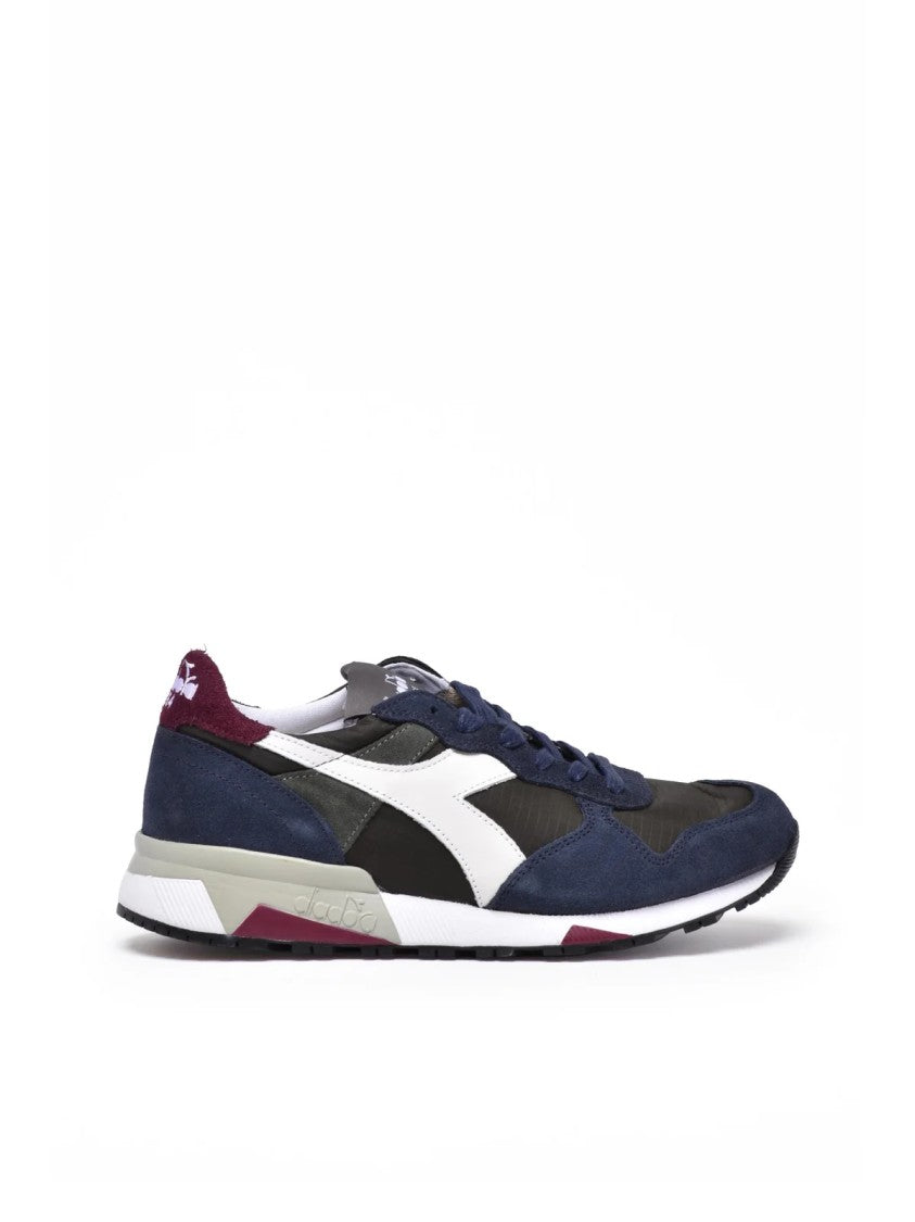 Diadora Heritage Blue Black Polyester Leather Trident Sneakers