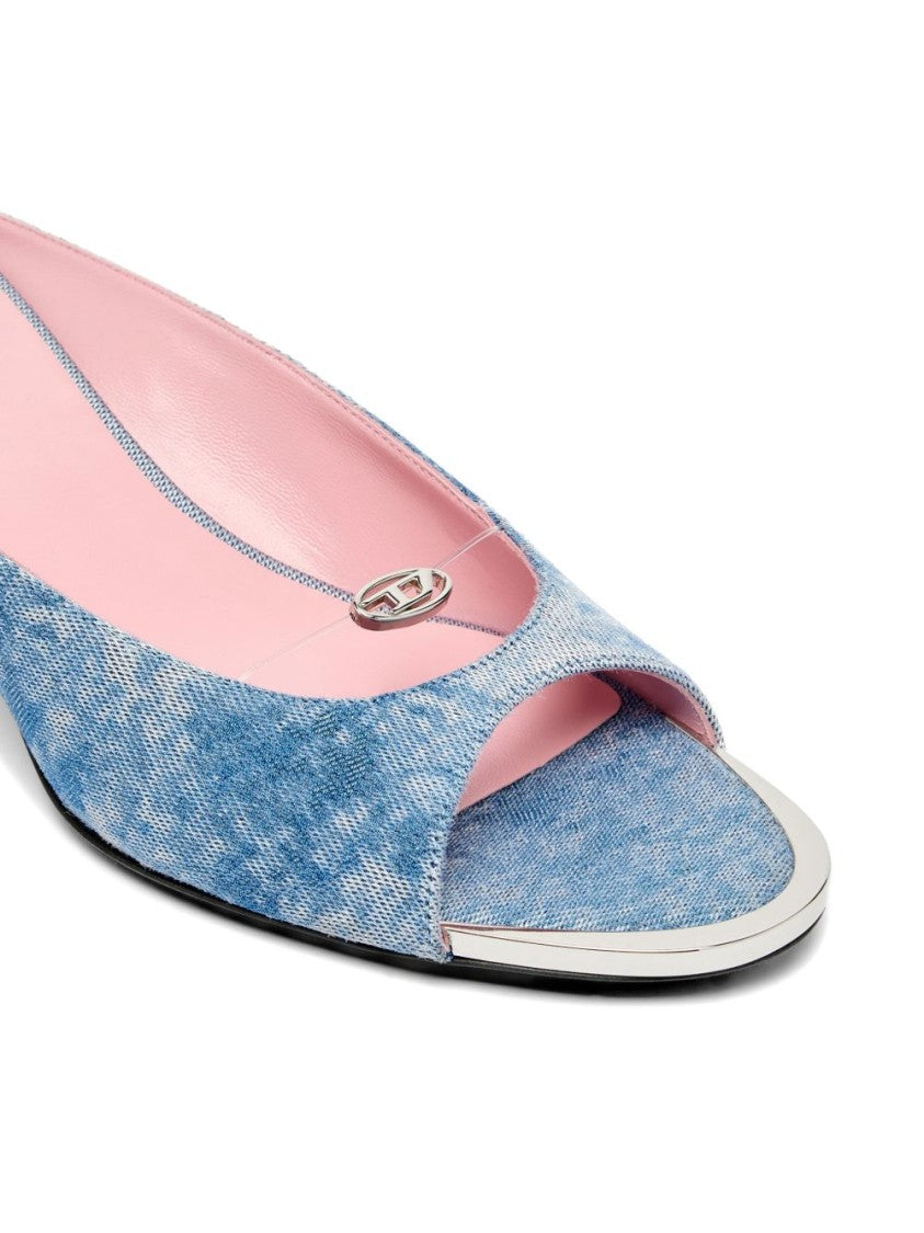 Diesel Denim Blue Silk And Nylon Sandals