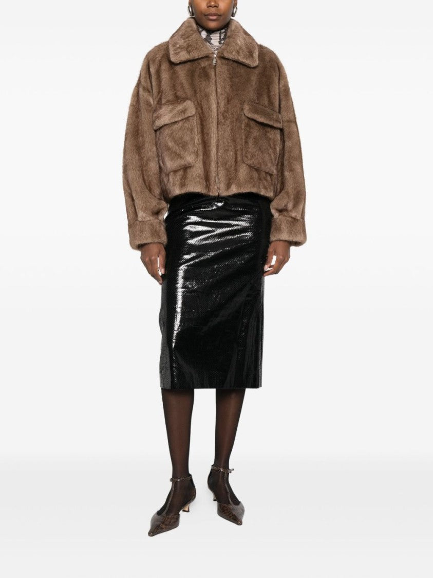 Betta Corradi Tailored Brown Coat With Plush Texture