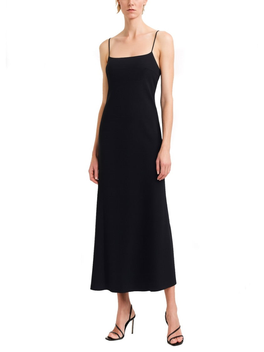 Theory Black Sleeveless Spaghetti Straps Midi Dress