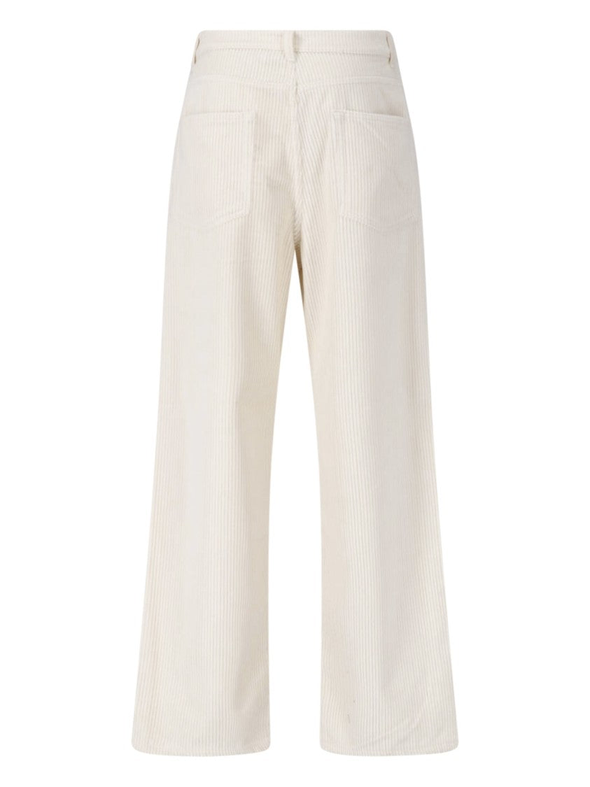 Róhe Cream Cotton Velvet Pants With Ribbed Texture
