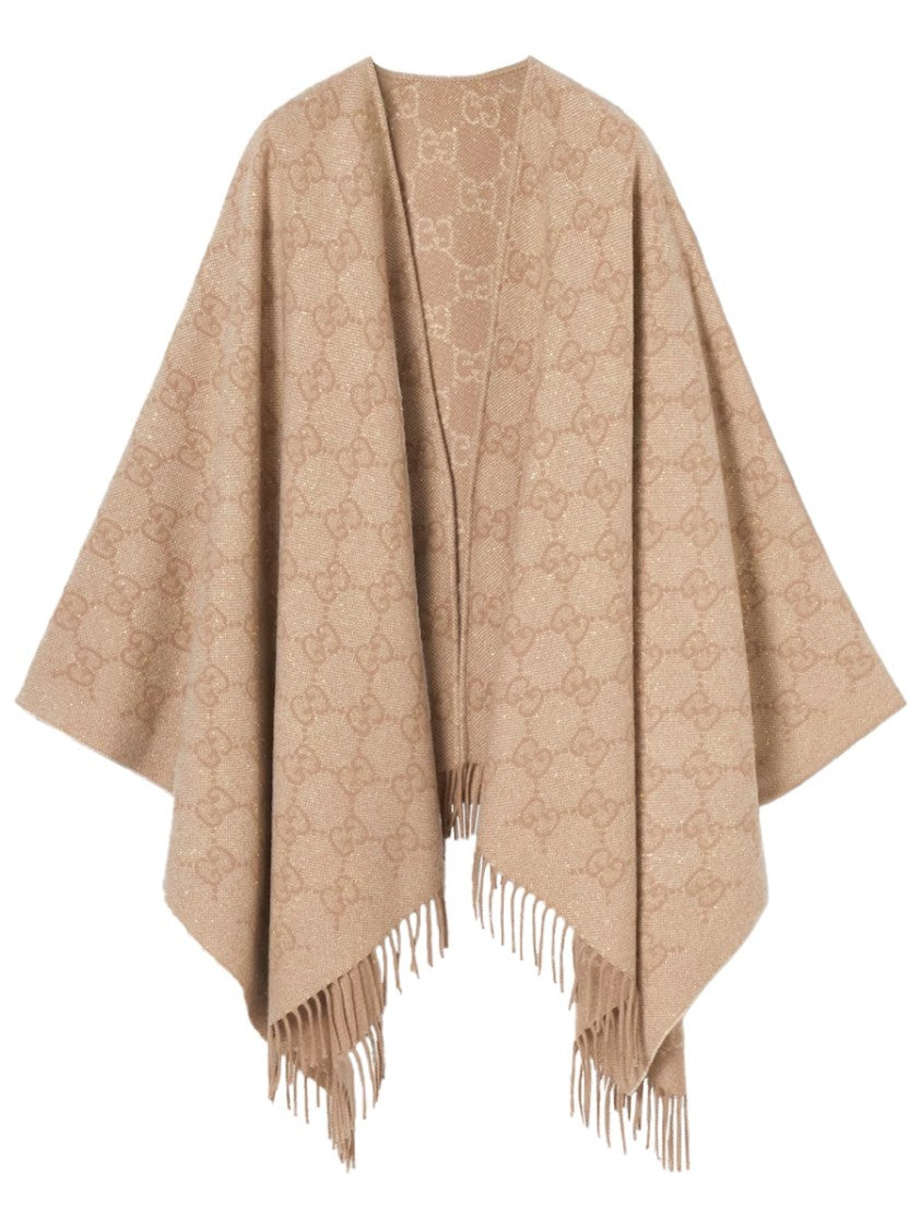 Gucci Gg Monogram Fringed Cashmere Cape