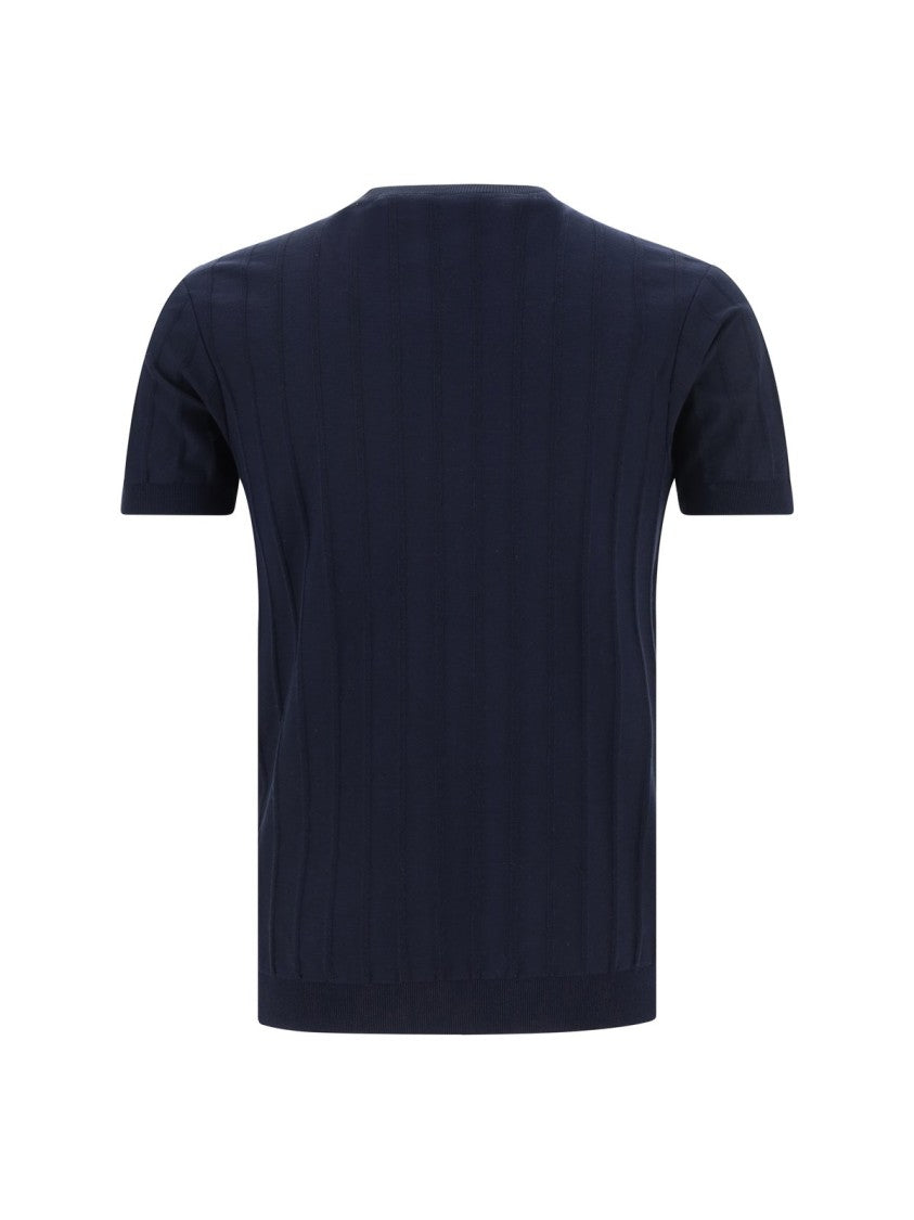 Paul & Shark Textured Ribbed Casual Sweater With Round Neck