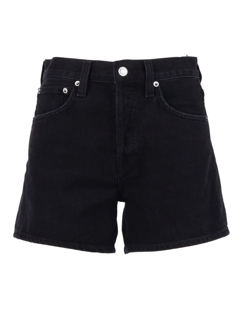 Agolde Black Parker Vintage Loose Denim Shorts
