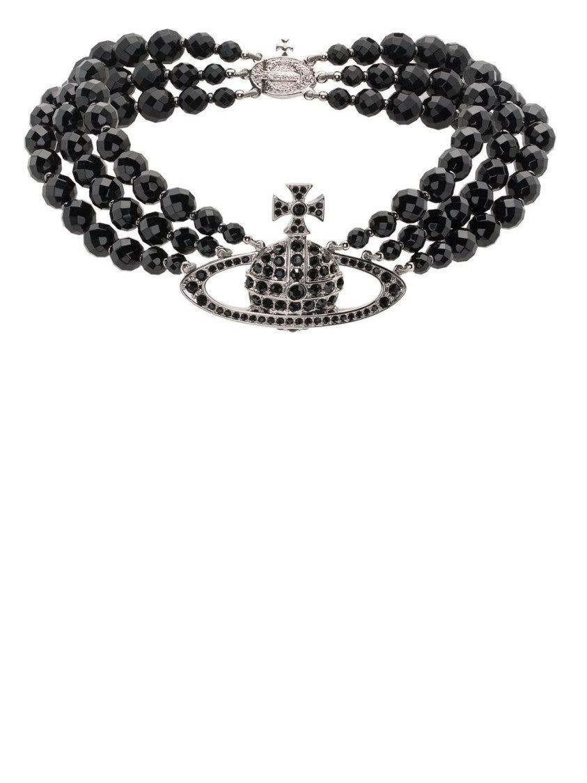 Vivienne Westwood Silver-Tone Orb Crystal Layered Bead Necklace
