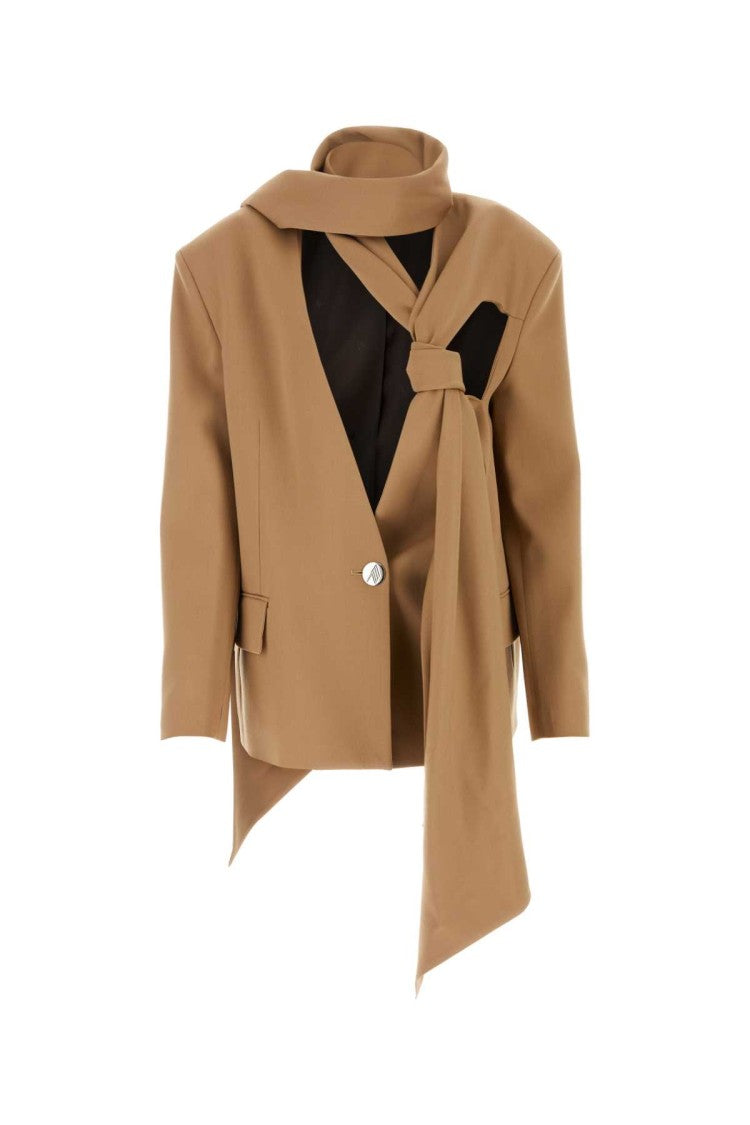 The Attico Camel Stretch Wool Axel Blazer