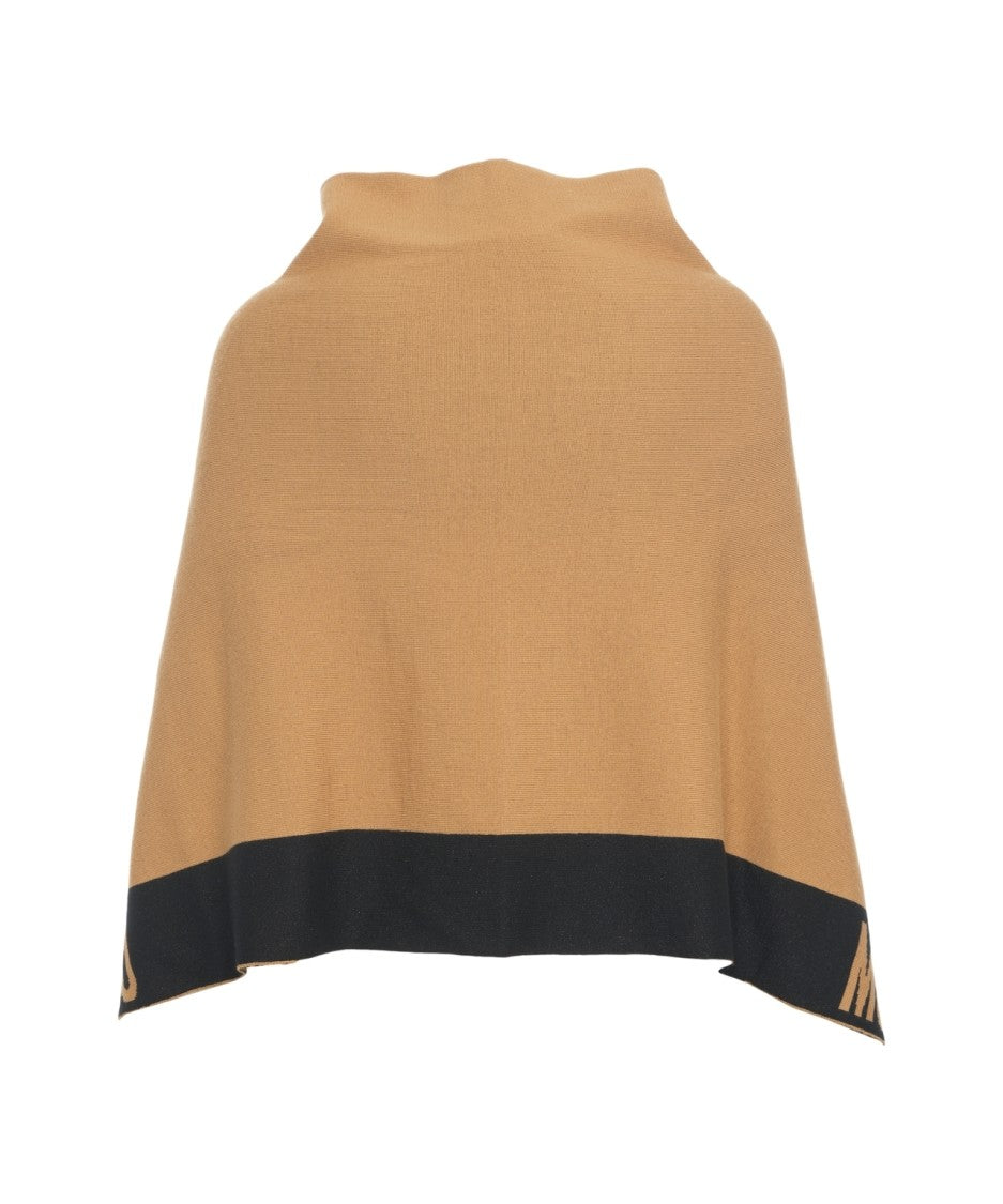 Moschino Knit Poncho With Contrasting Collar