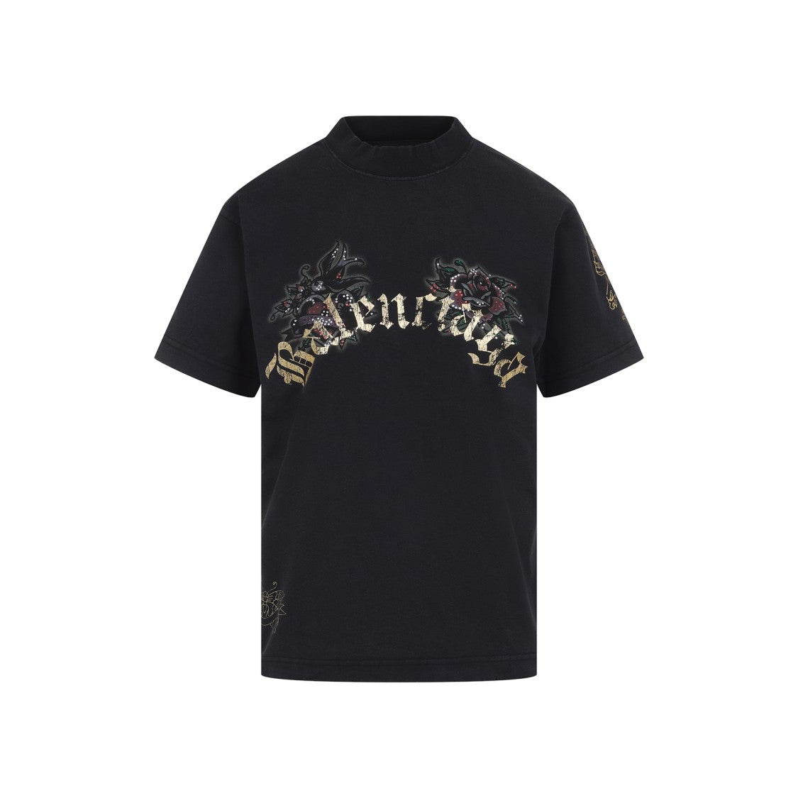 Balenciaga Faded Washed Black Cotton Small Fit T-Shirt