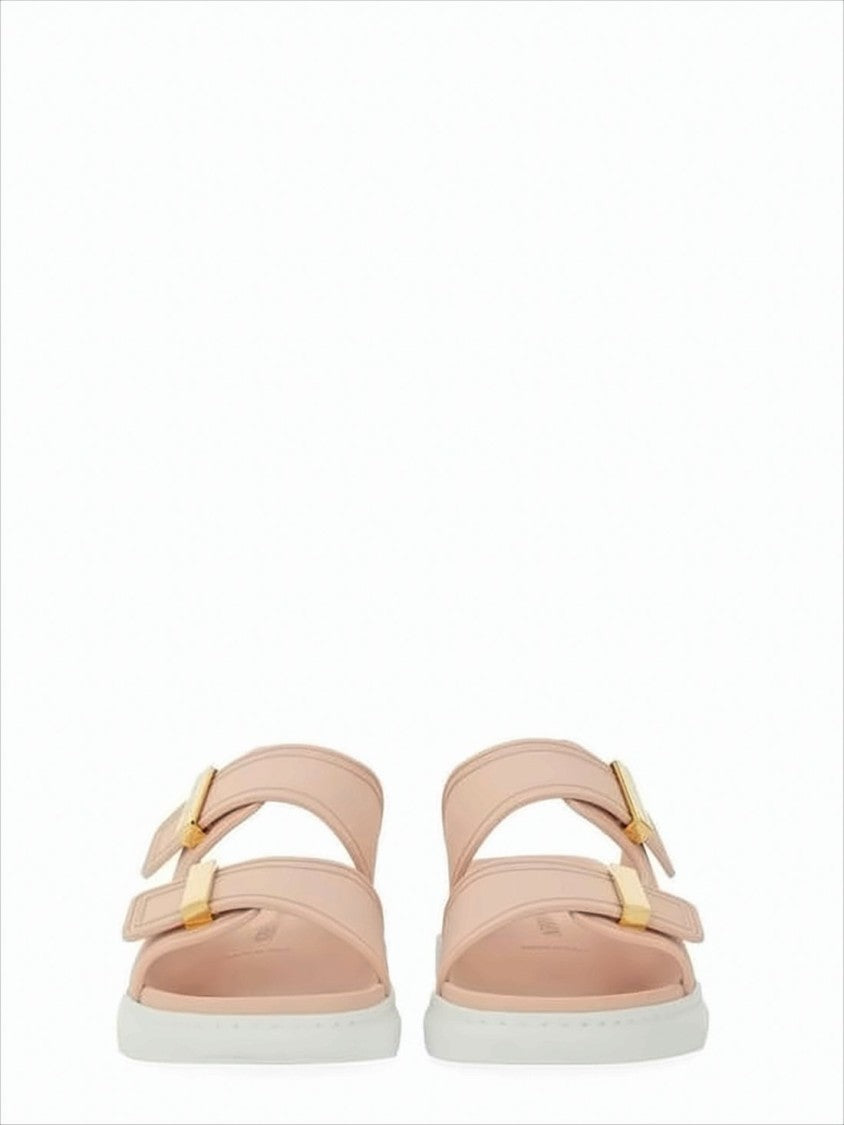 Alexander Mcqueen Matte Rubber Slip-On Mules With Adjustable Gold-Tone Buckles