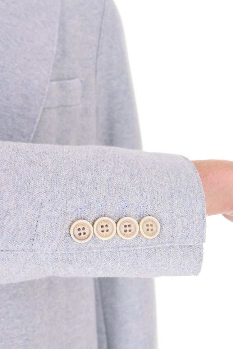 Eleventy Light Blue Raw-Edge Cotton Blazer