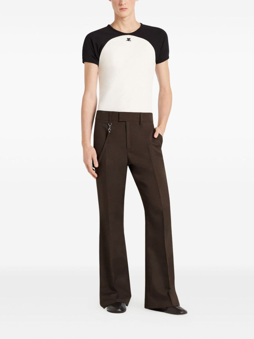 Courrèges Black White Contrast Raglan Sleeve T-Shirt