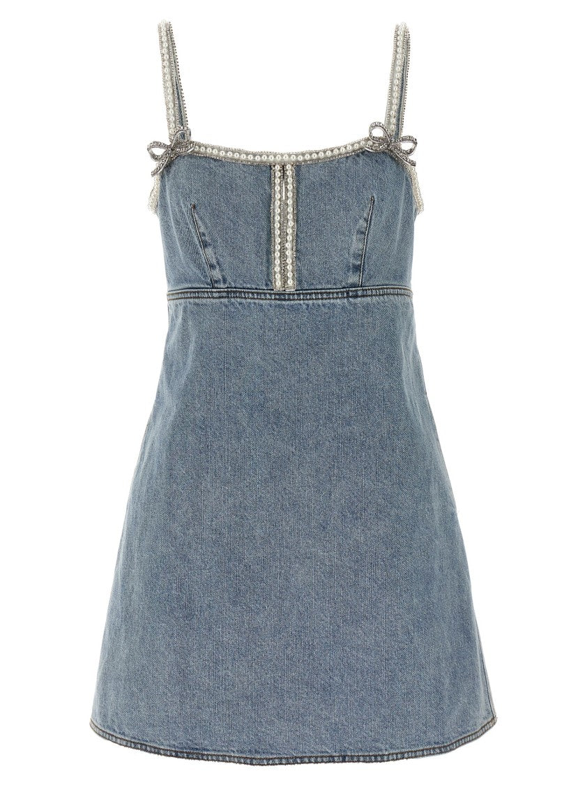 Self-Portrait 'Light Blue Denim Pearl Mini Dress' Dress
