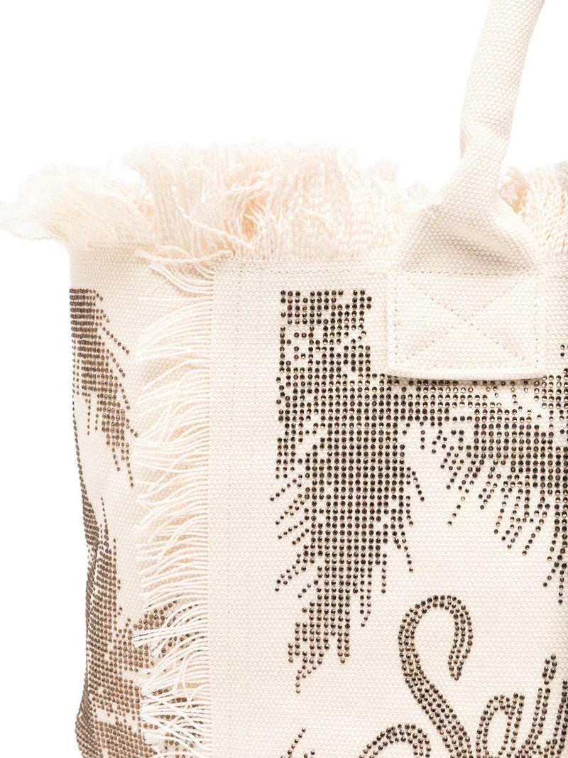 Mc2 Saint Barth Rectangular Tote Bag With Fringed Edge