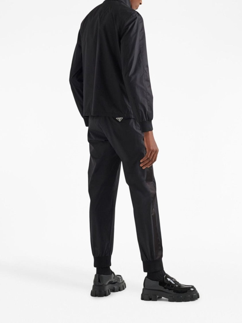 Prada Triangle-Logo Silk Track Pants