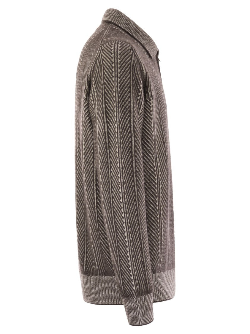 Brunello Cucinelli Vanisé Chevron Cashmere Sweater