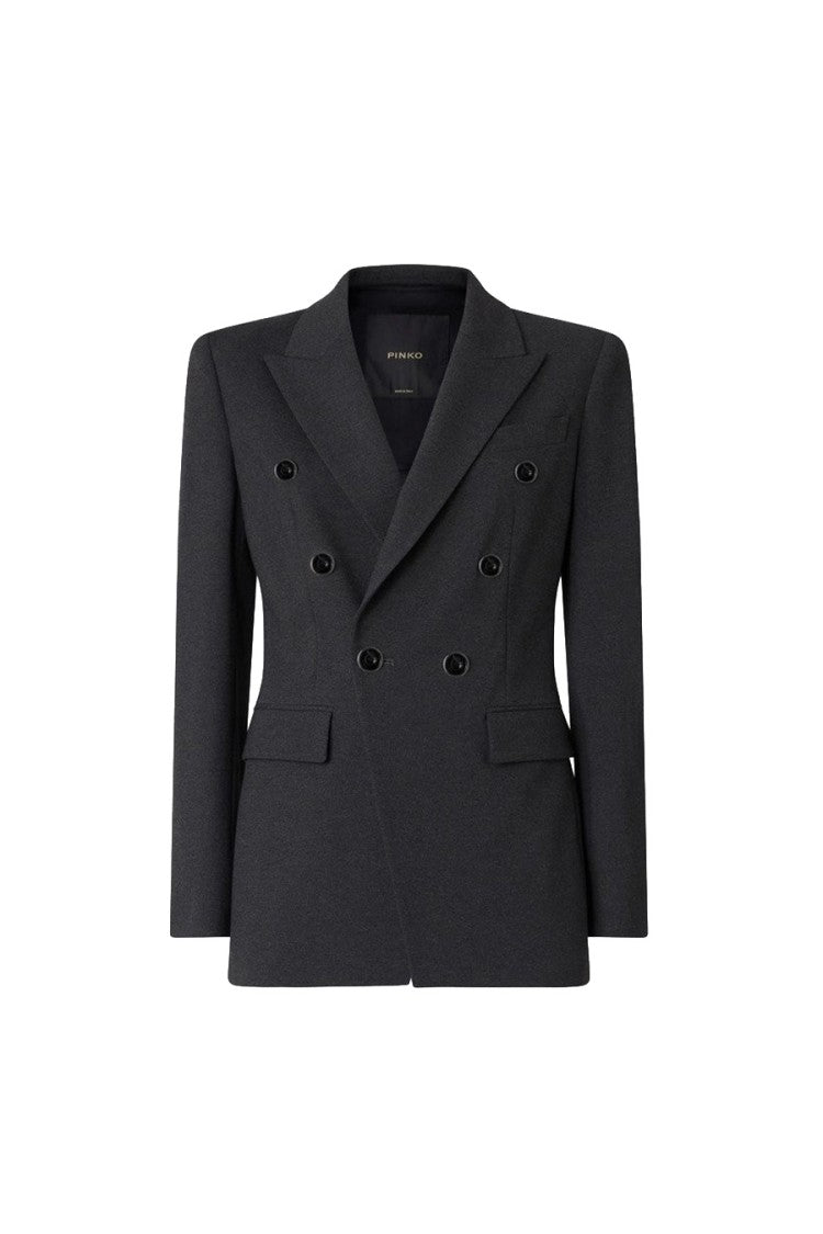 Pinko Blue Polyester-Wool Blend Double-Breasted Blazer