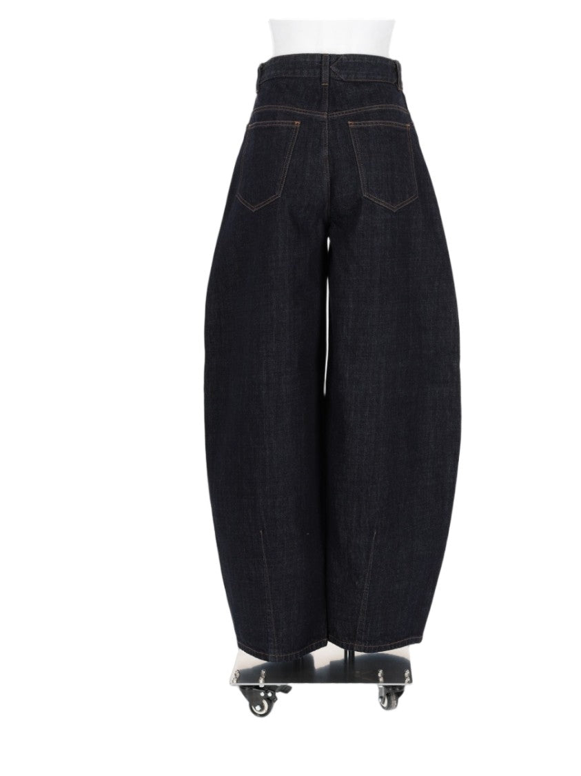 Jacquemus Black High-Waisted Pleated Cotton-Blend Wide-Leg Jeans