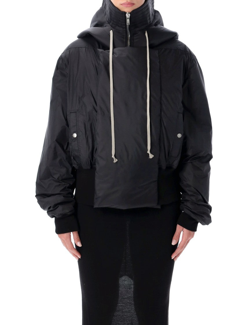 Drkshdw By Rick Owens Black Recycled Nylon Alice Cropped Parka