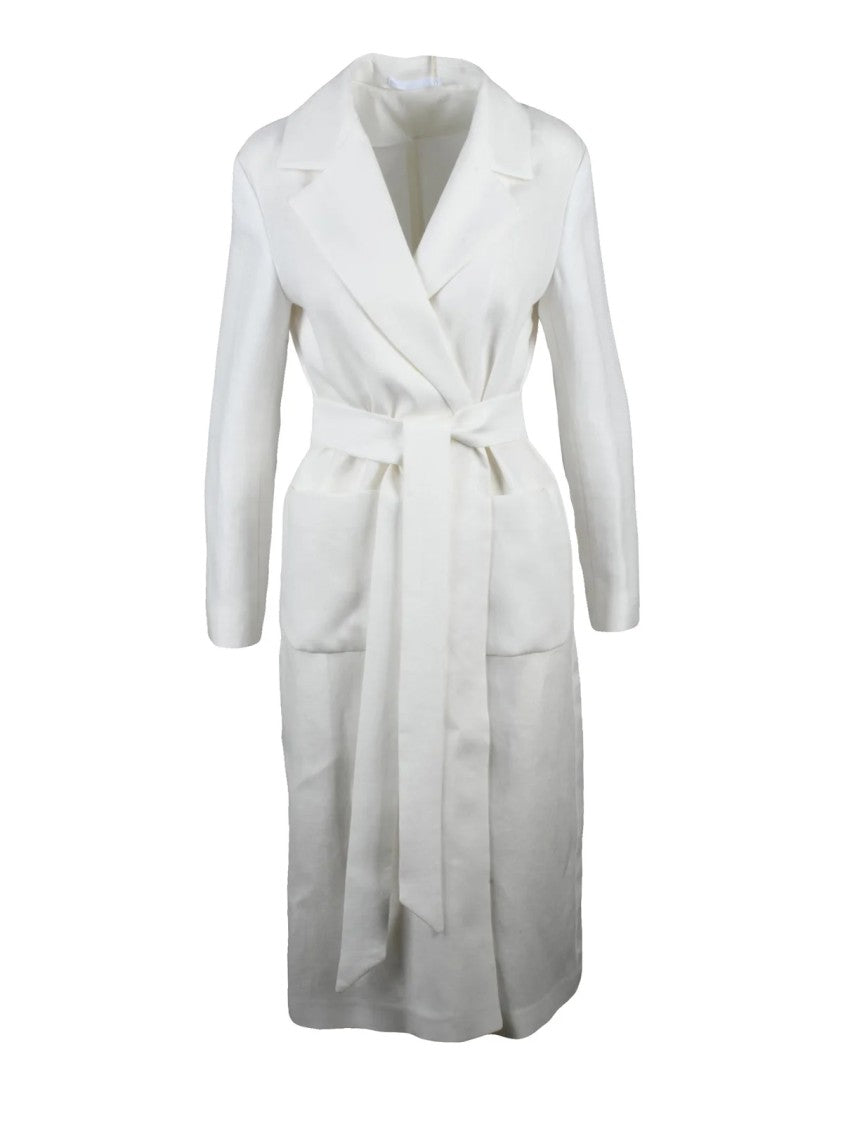 Tagliatore White Linen Duster Coat