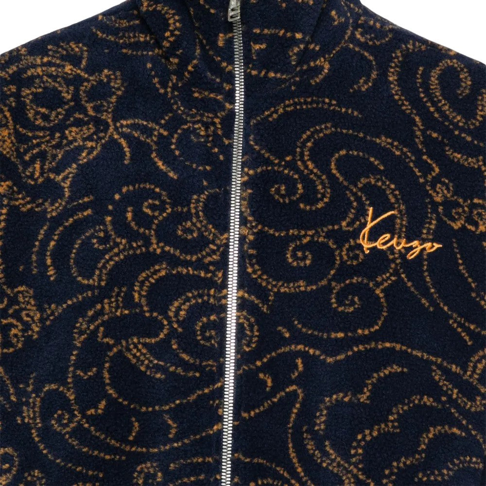 Kenzo Plush Textured Coat With Intricate Floral Pattern