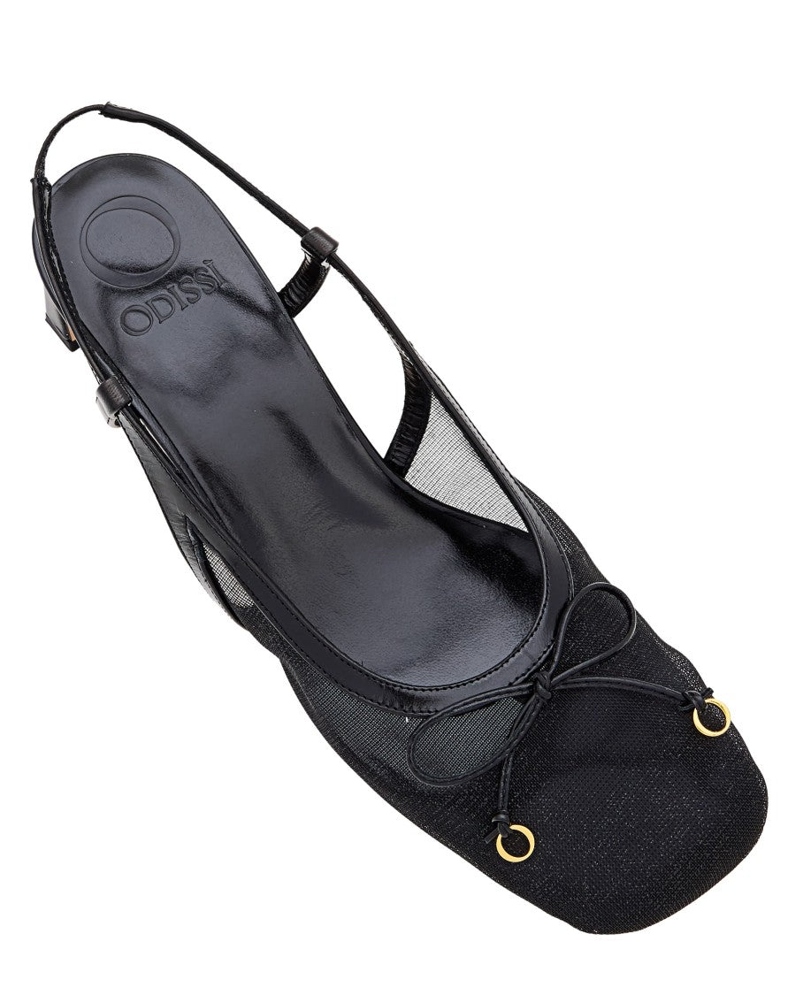 Odissi Modern Mesh Slingback Shoes With Bow Detail