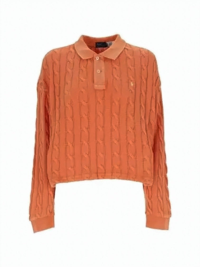 Polo Ralph Lauren Textured Cable Knit Polo Shirt With Classic Collar