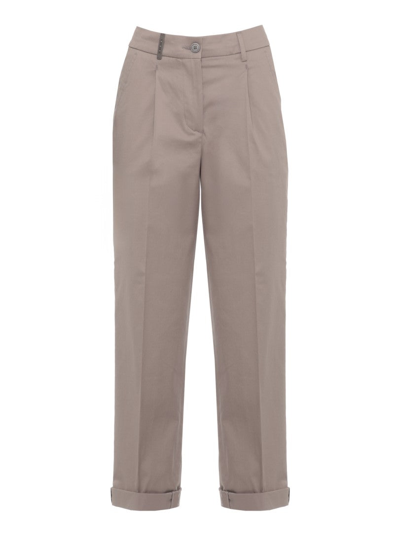 Peserico Cotton Embellished Straight-Leg Pants