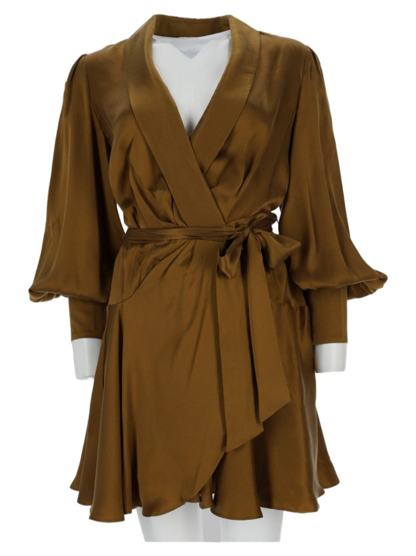 Zimmermann Wrap-Style Mini Dress With Silk Texture And Flared Skirt