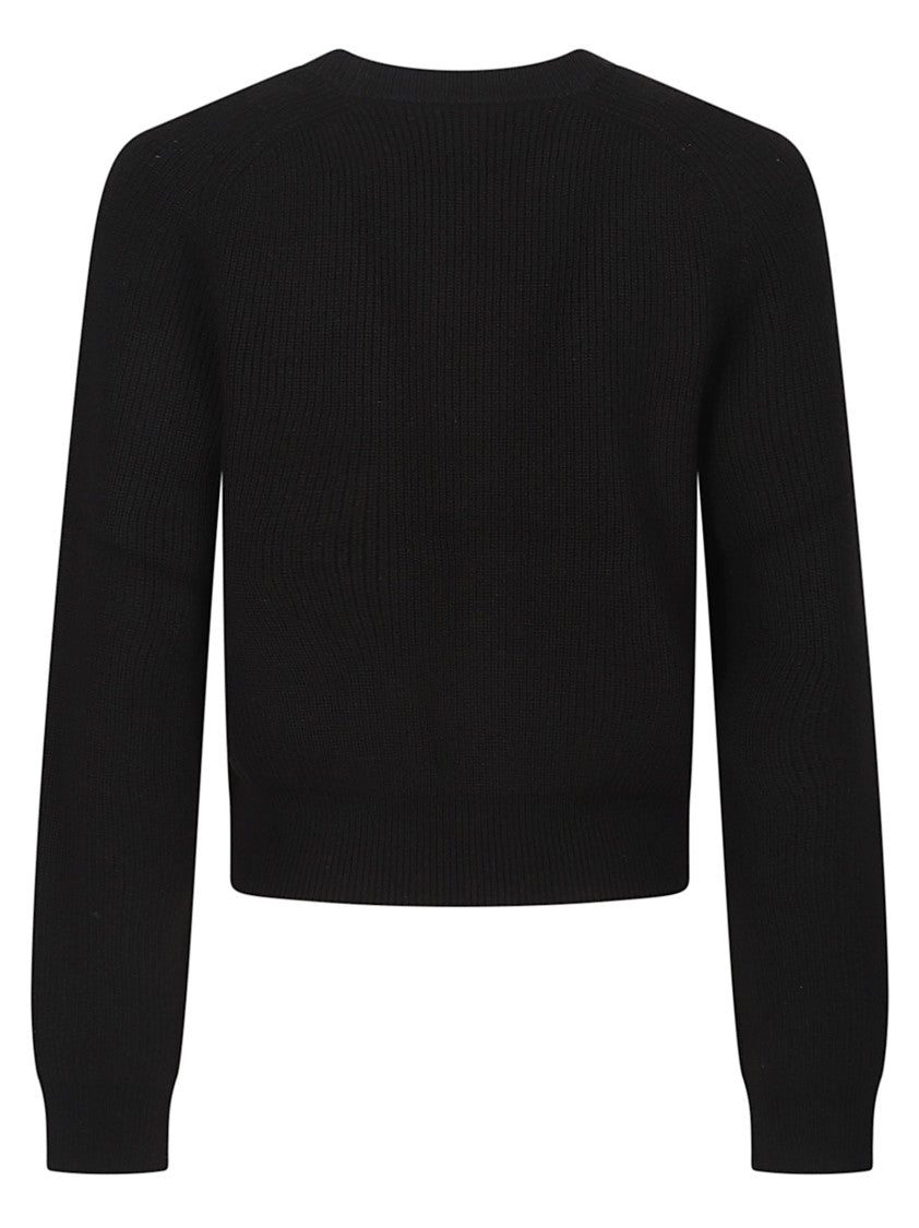 Iro Celena Cropped Black Ribbed Viscose Sweater