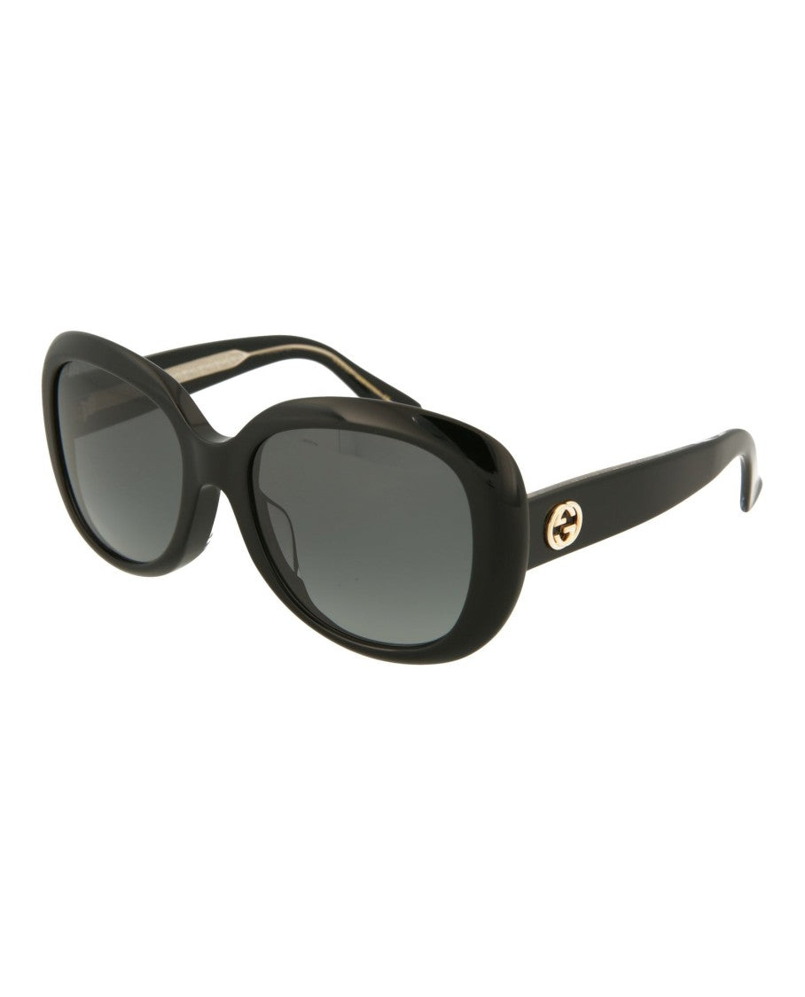 Gucci Round-Frame Acetate Sunglasses With Saddle Nose Bridge