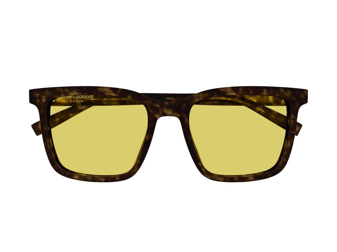 Saint Laurent Yellow Sl 500 Tortoiseshell Acetate Square Sunglasses
