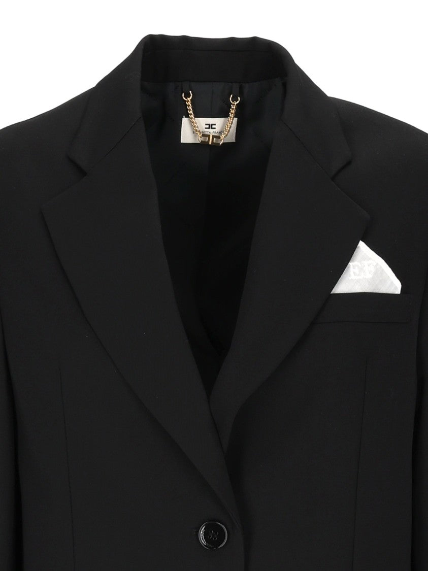 Elisabetta Franchi Refined Black Tailored Blazer With Notch Lapel