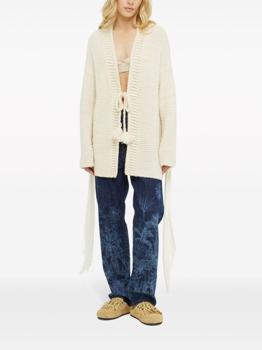 Alanui Chalk Textured Knit Cardigan