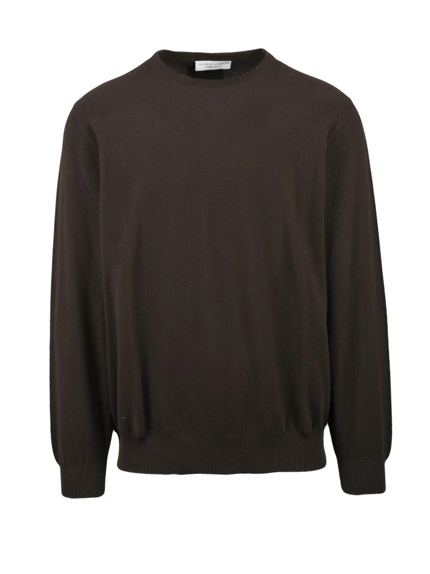 Filippo De Laurentiis Brown Ribbed Cotton Jumper