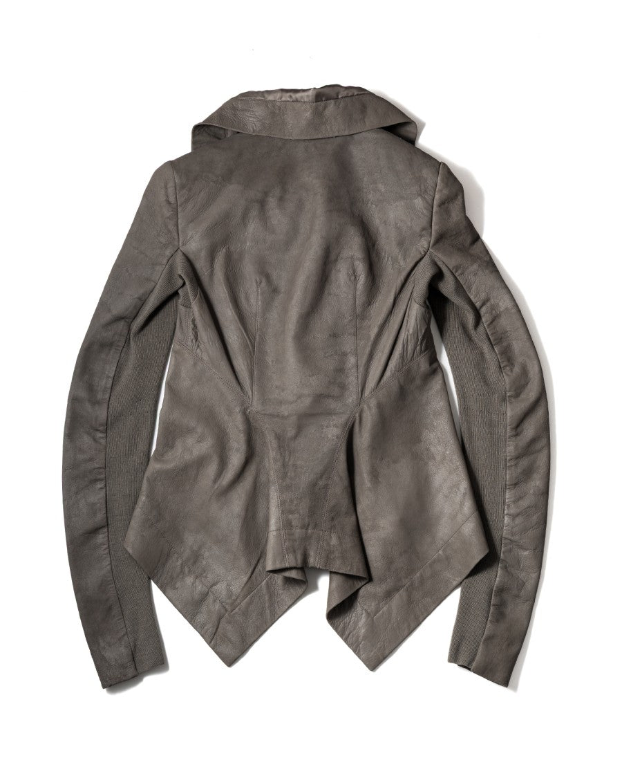 Rick Owens Taupe Grey Leather Biker Jacket