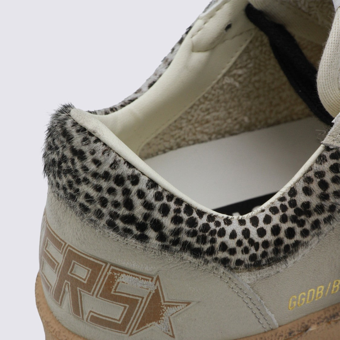 Golden Goose Beige Sneakers With Textured Brown Star