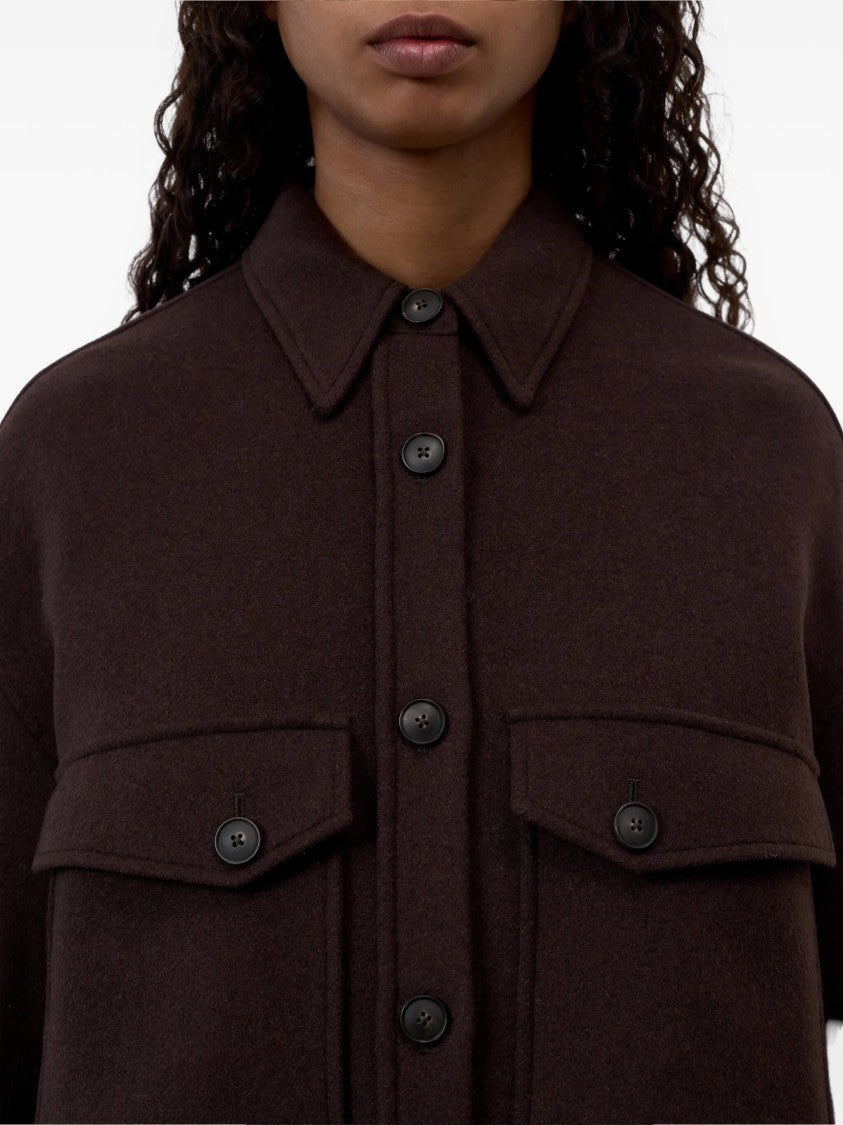 Closed Brown Boxy Collar Cotton-Blend Jacket