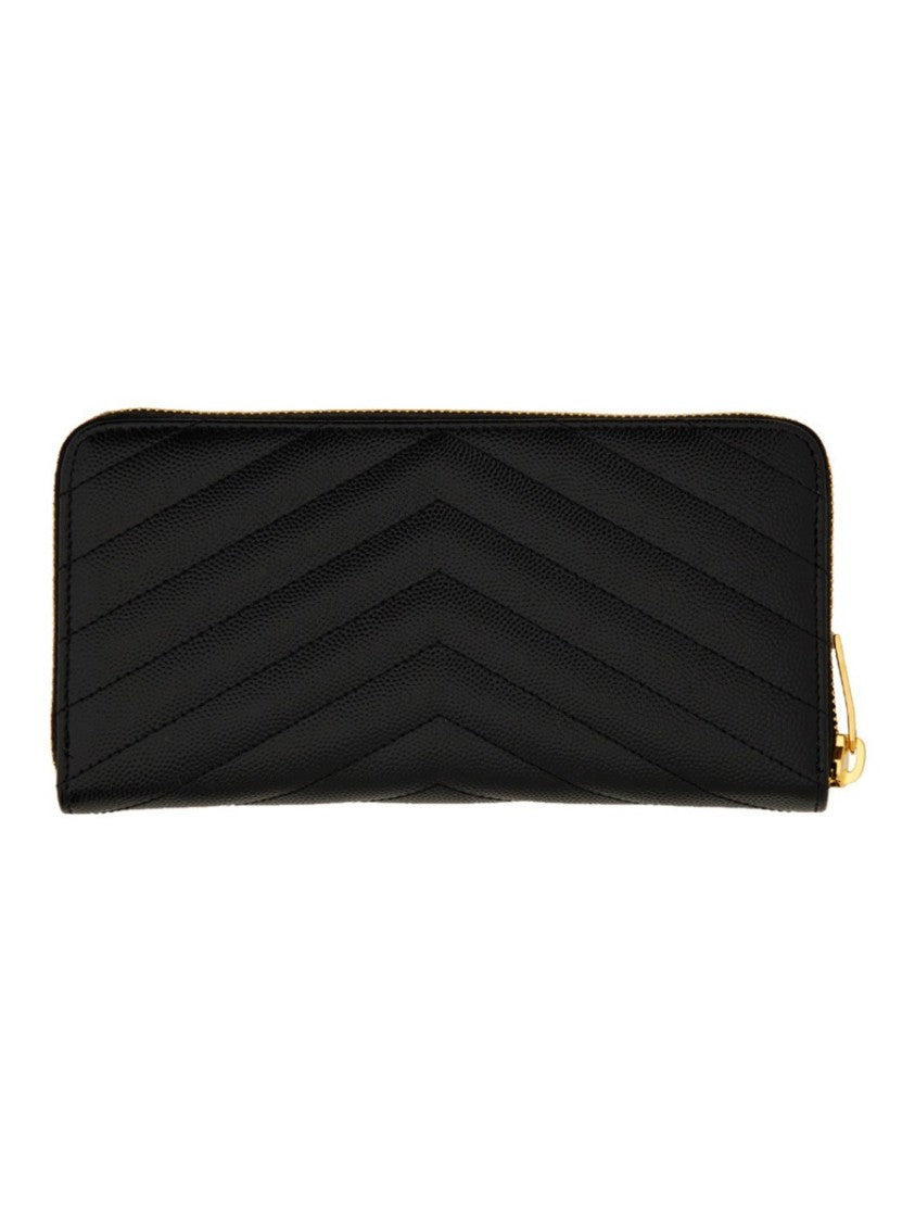 Saint Laurent Chevron-Quilted Monogram Calfskin Wallet