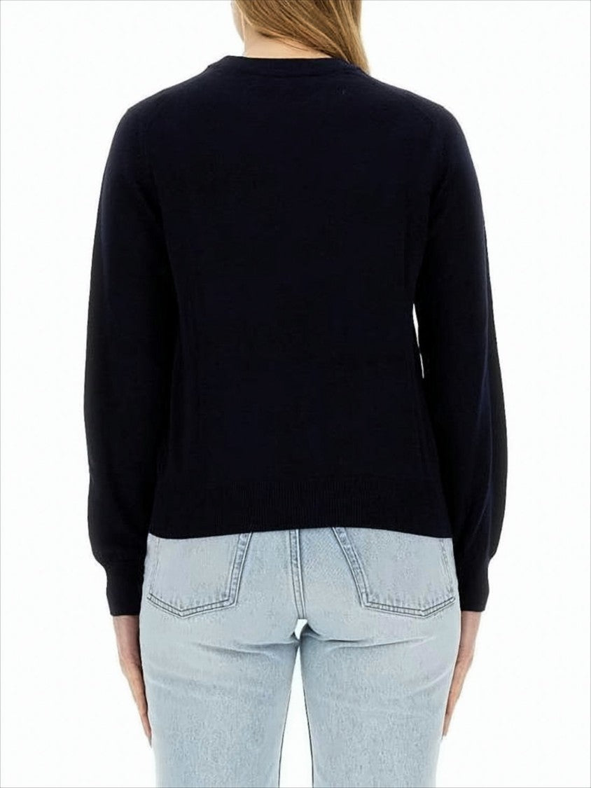 Maison Kitsuné Classic Crew Neck Sweater With Puff Sleeves And Ribbed Details