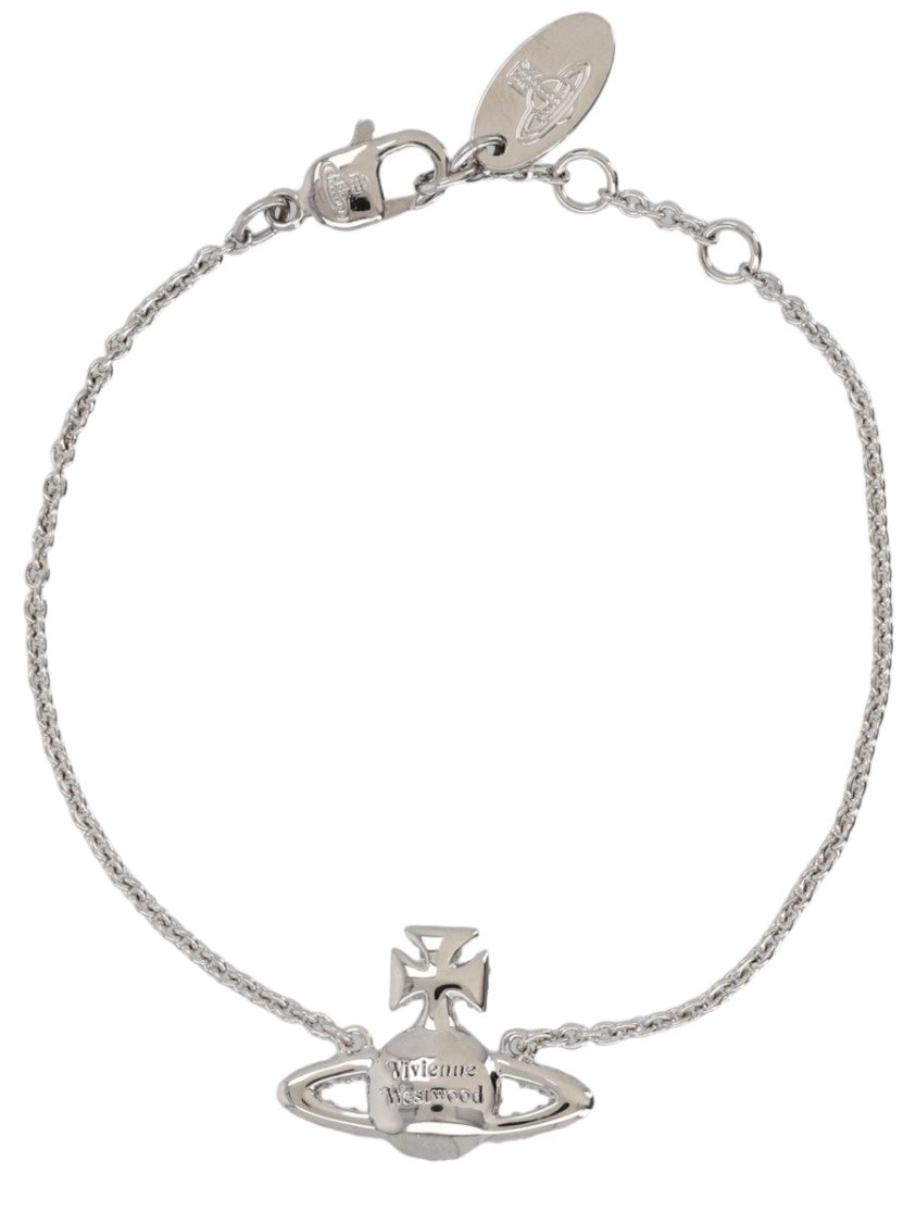 Vivienne Westwood Silver Cross Emblem Crystal Brass Bracelet