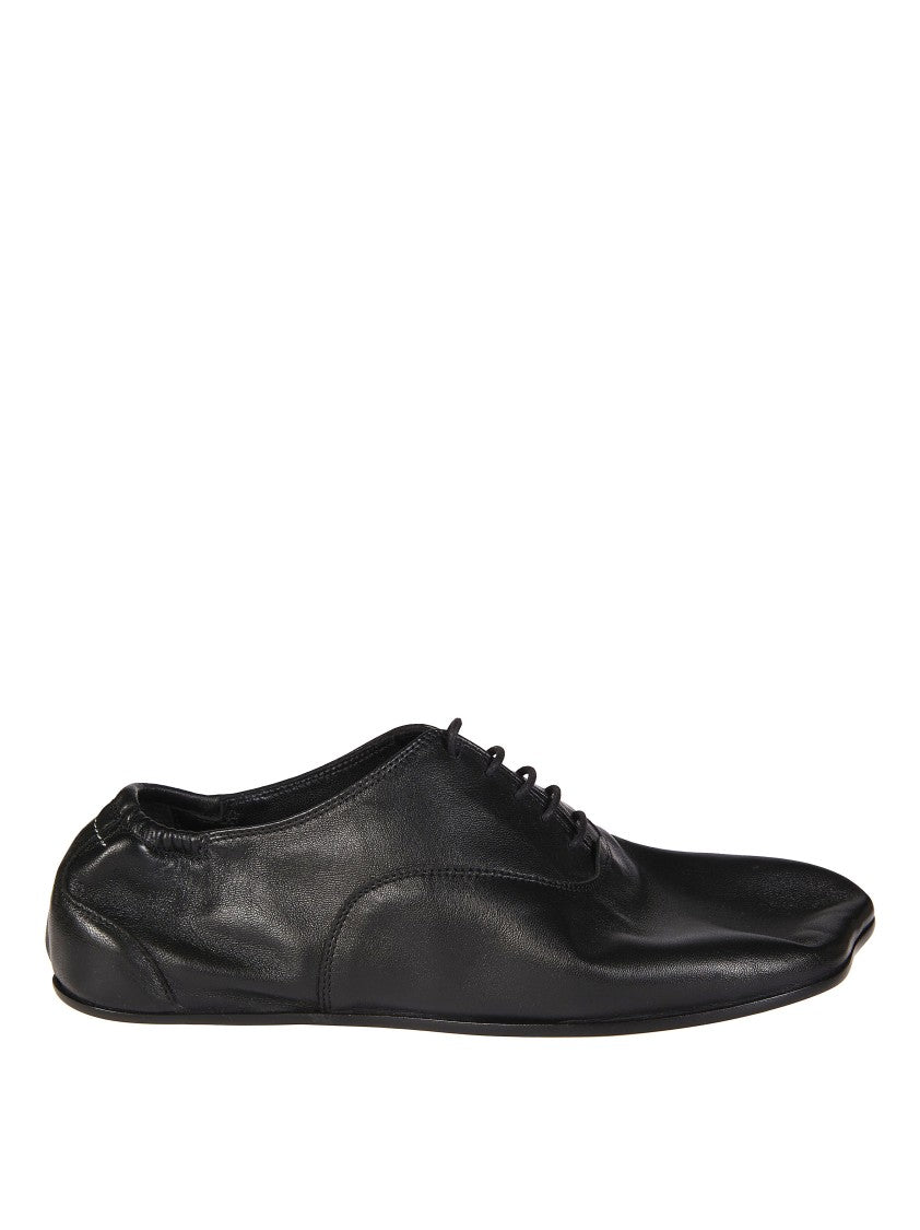 Mm6 By Maison Margiela Pointed Toe Lace Up Leather Flats
