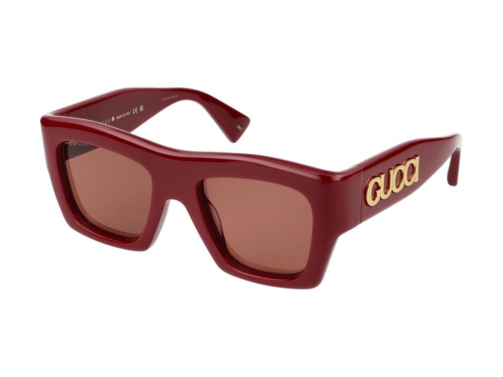 Gucci Burgundy Oversized Square Burgundy Acetate Sunglasses