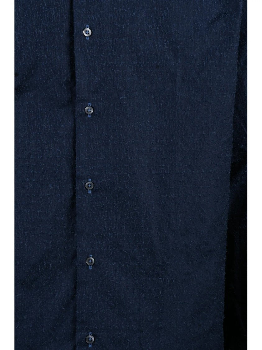 Deuxieme Midnight Blue Cotton Men Shirt