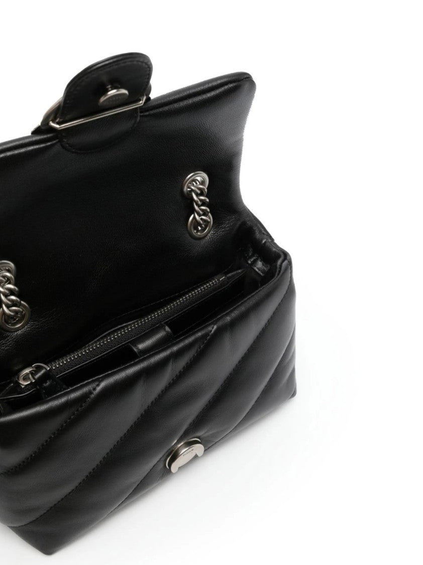 Pinko Quilted Black Bag With Flap Closure And Chain Strap