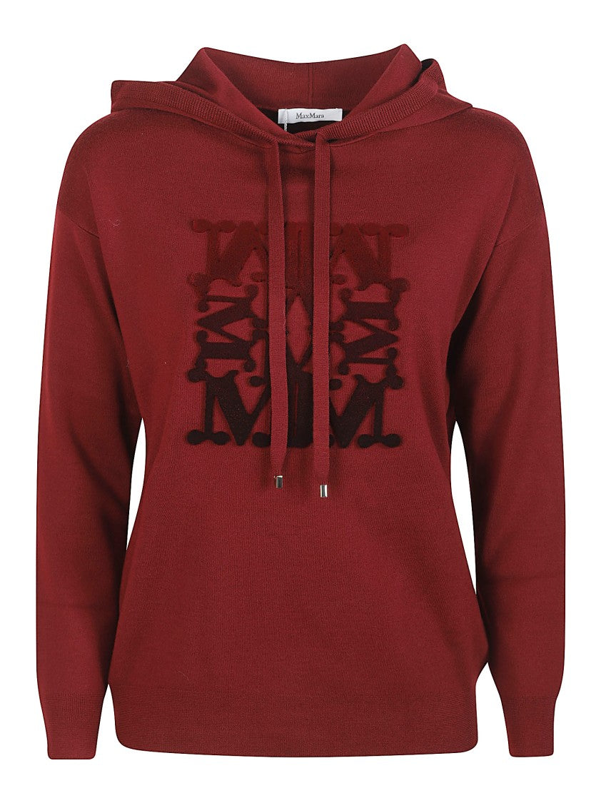 Max Mara Taddeo Deep Red Hooded Wool Sweater